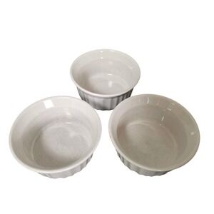 CorningWare French White‎ Ramekin Set of 3 7oz Tableware Baking Minimalist FAIR